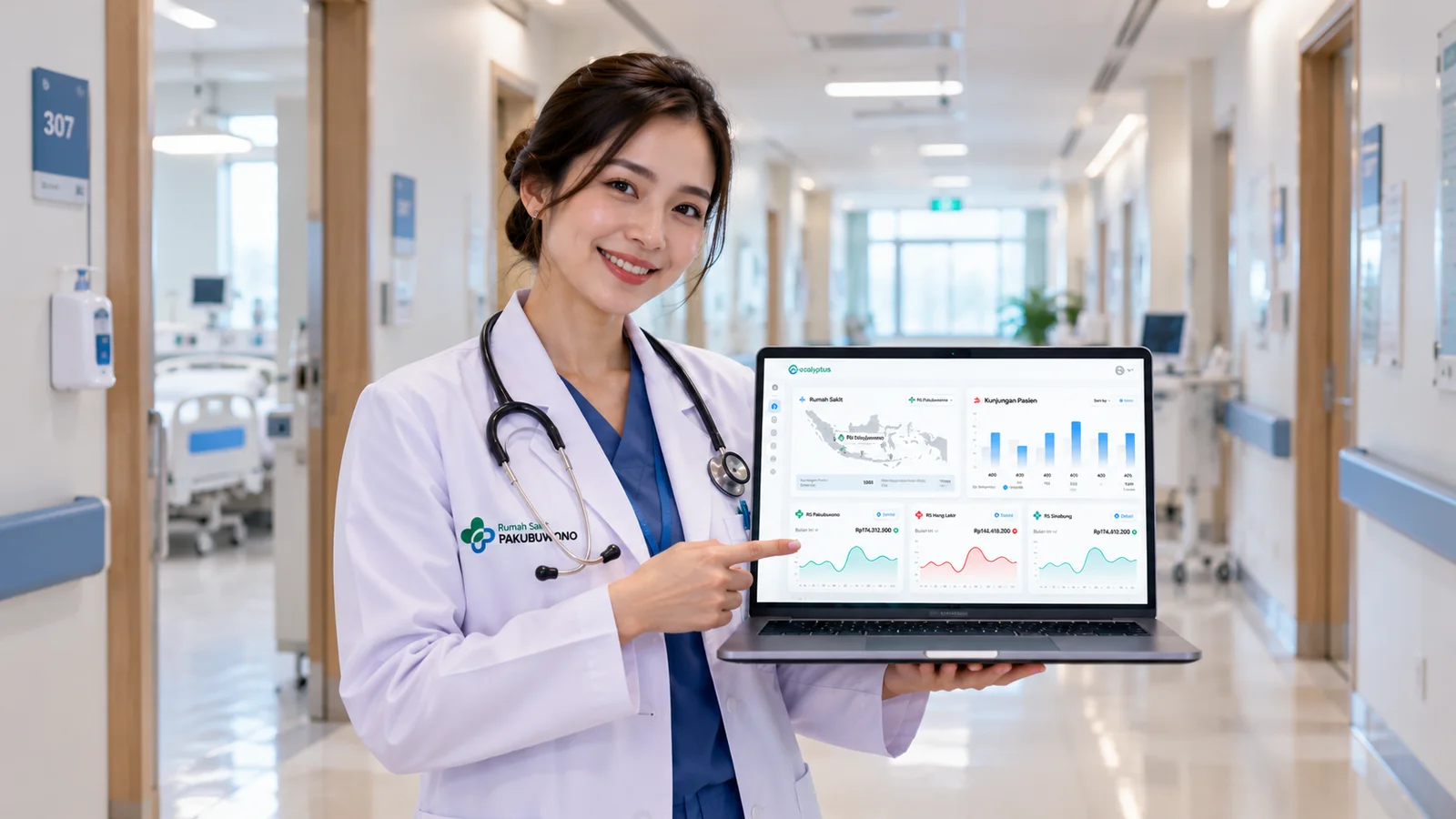 Tenaga Medis Memantau Integrasi Data Rumah Sakit Melalui Perangkat Modern